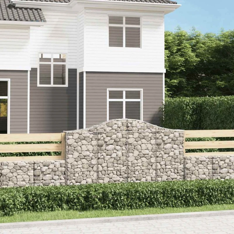 vidaXL Buede Gabionkurve 3 stk. 200x30x120/140 cm Galvaniseret