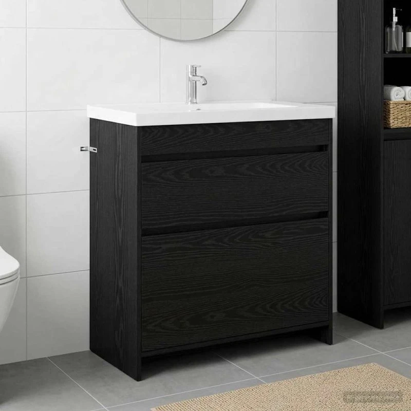 vidaXL Badeværelsesskab Under Vask i Sort Eg, 78,5 x 37,5 x 81 cm
