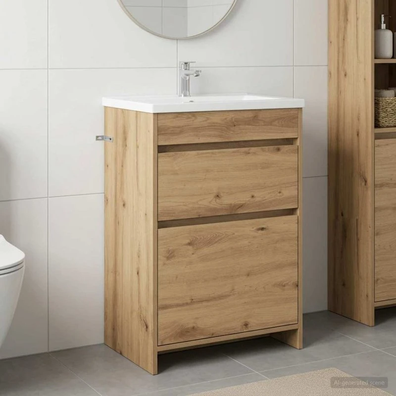 vidaXL Badeværelsesskab Under Vask Artisan-eg 56 x 37,5 x 81 cm