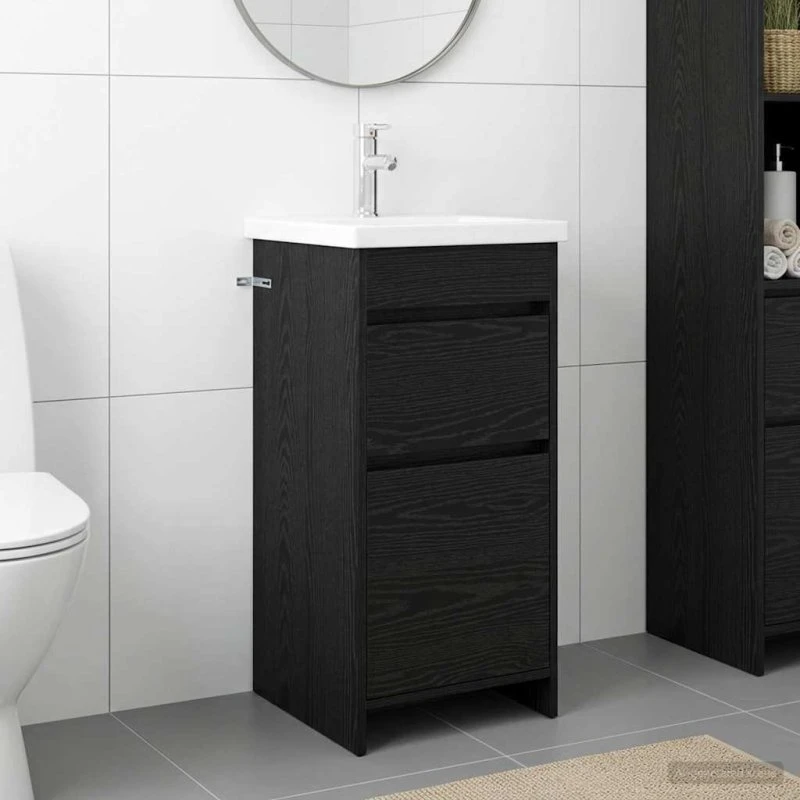 vidaXL Badeværelsesvask Sort eg 42 x 40 x 84,5 cm