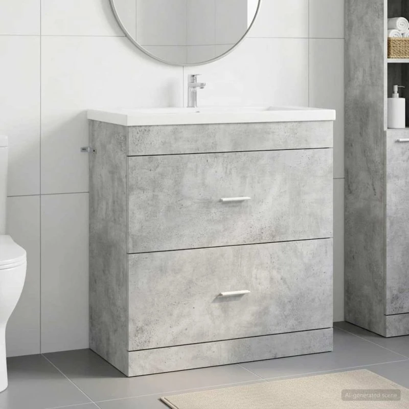 vidaXL Badeværelsesskab Under Vask - Betongrå - 78,5 x 37,5 x 81 cm
