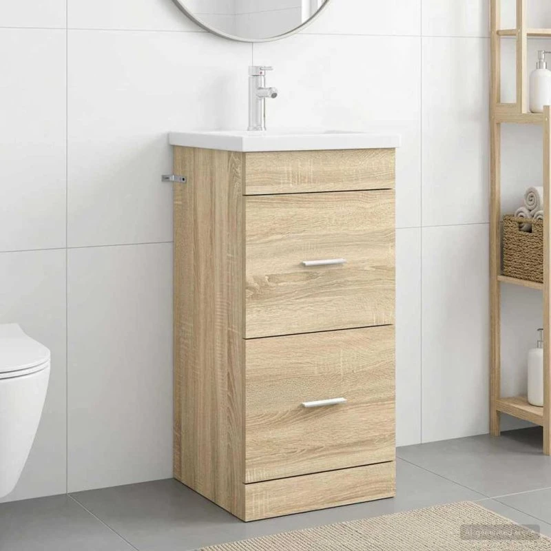 vidaXL Badeværelsesvask med vask Sonoma-eg 42 x 40 x 84,5 cm