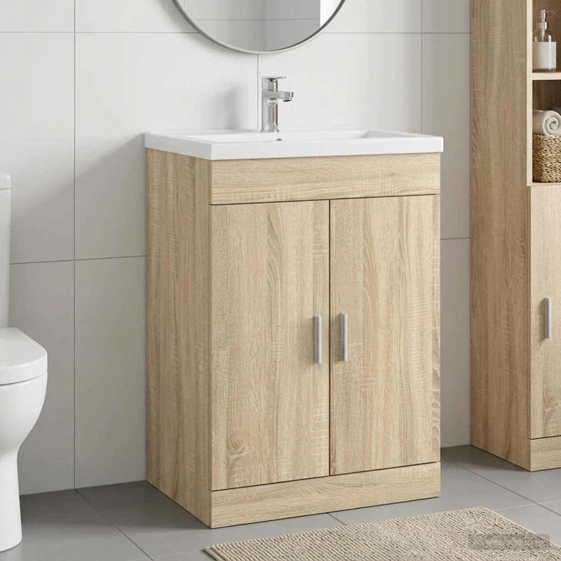vidaXL Badeværelsesunderskab Sonoma-eg 56 x 37,5 x 81 cm