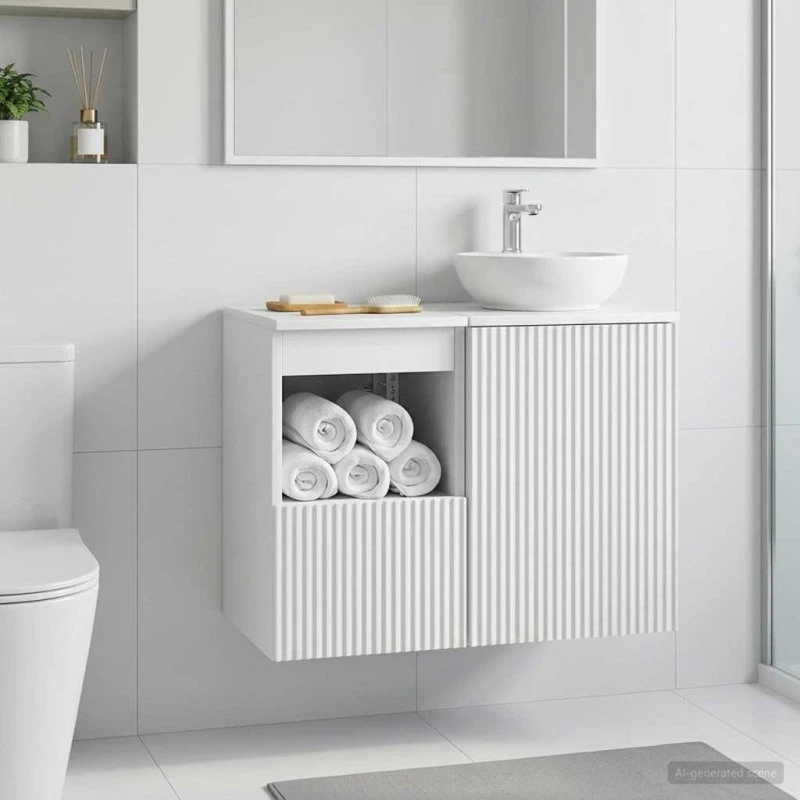vidaXL Badeværelsesskab Hvid 30 x 35 x 50 cm i konstrueret træ
