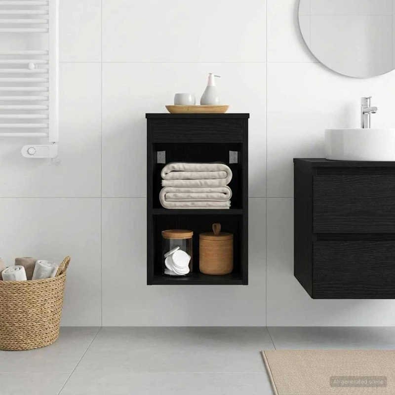 vidaXL Badeværelsesskab Imellem Sort Eg 30 x 44,5 x 50 cm