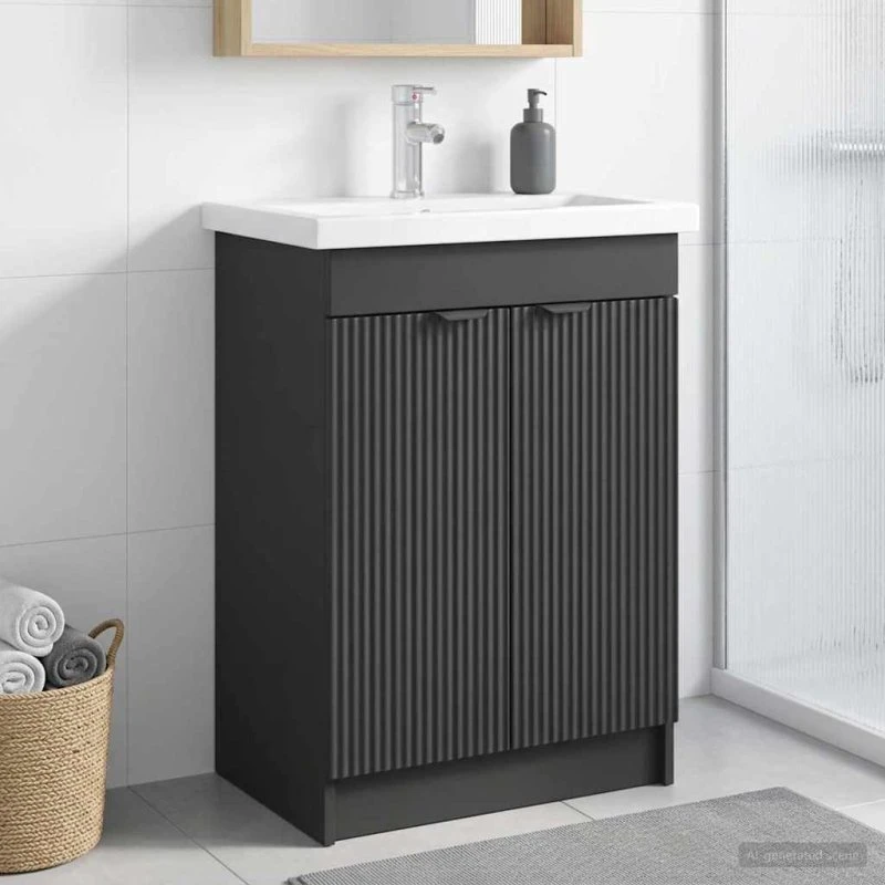 vidaXL Badeværelsesskab under vask Sort 78,5 x 37,5 x 81 cm