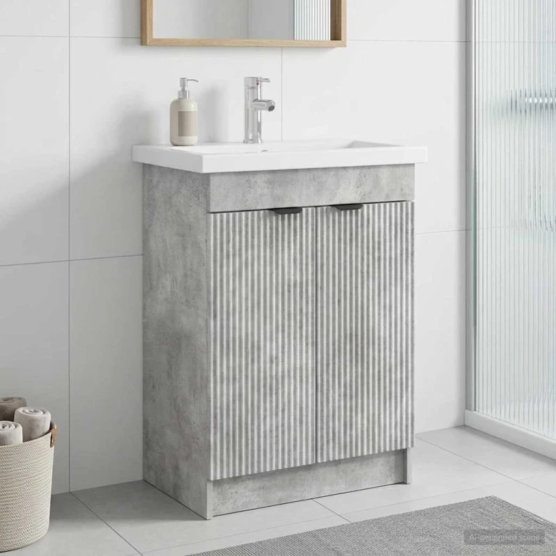 vidaXL Badeværelsesskab under vask - Betongrå 56 x 37,5 x 81 cm