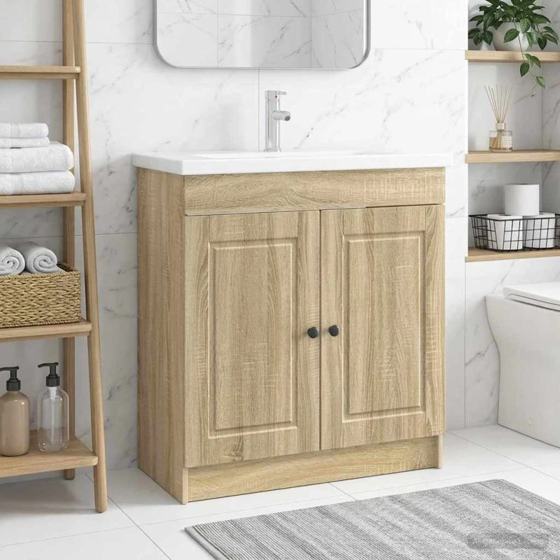 vidaXL Badmøbel under vasken Sonoma-eg 56 x 37,5 x 81 cm