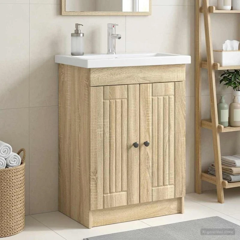 vidaXL Badeværelsesmøbel under vask i Sonoma-eg, 78,5 x 37,5 x 81 cm