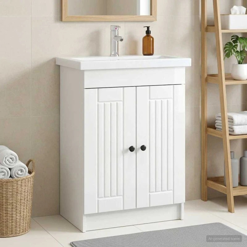 vidaXL Badeværelsesmøbel under vask - Hvid højglans - 56 x 37,5 x 81 cm