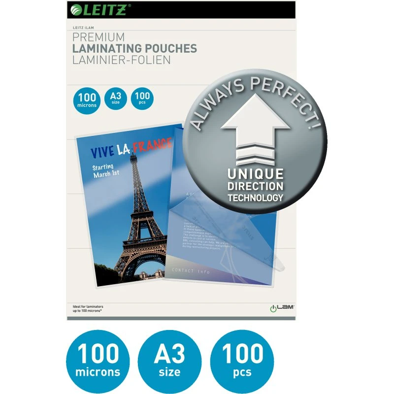 Leitz Lamineringslommer A3 UDT 100 µm - 100 stk