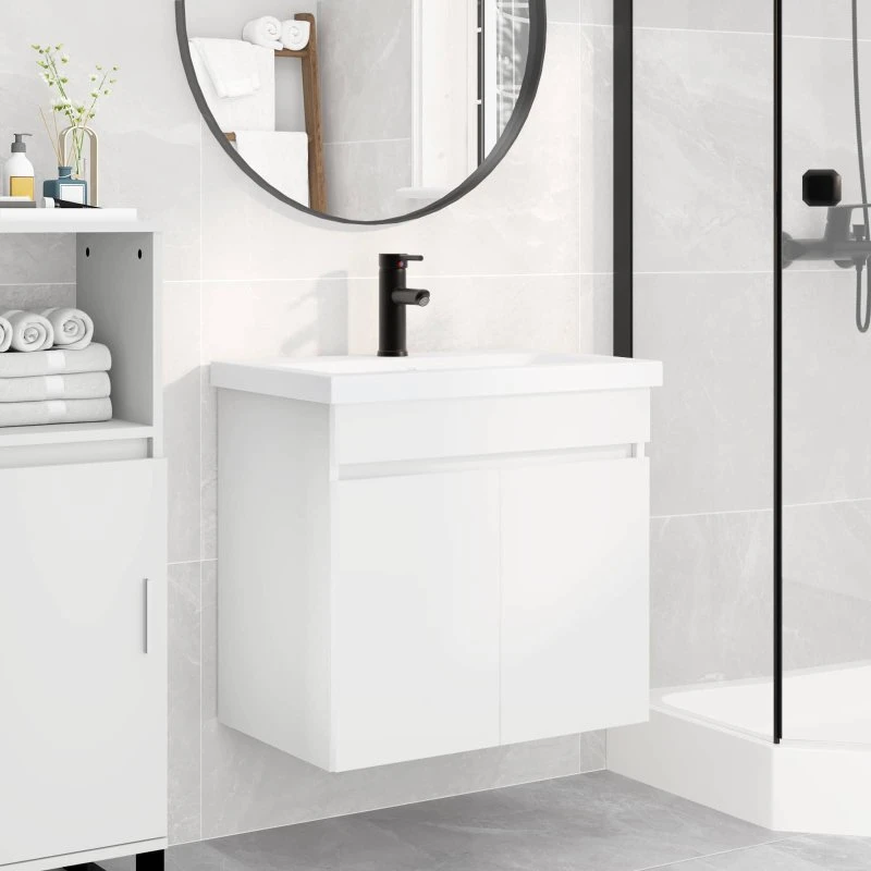 vidaXL Badeværelses Vanity-enhed med Armatur, Hvid 61x40x74,5 cm