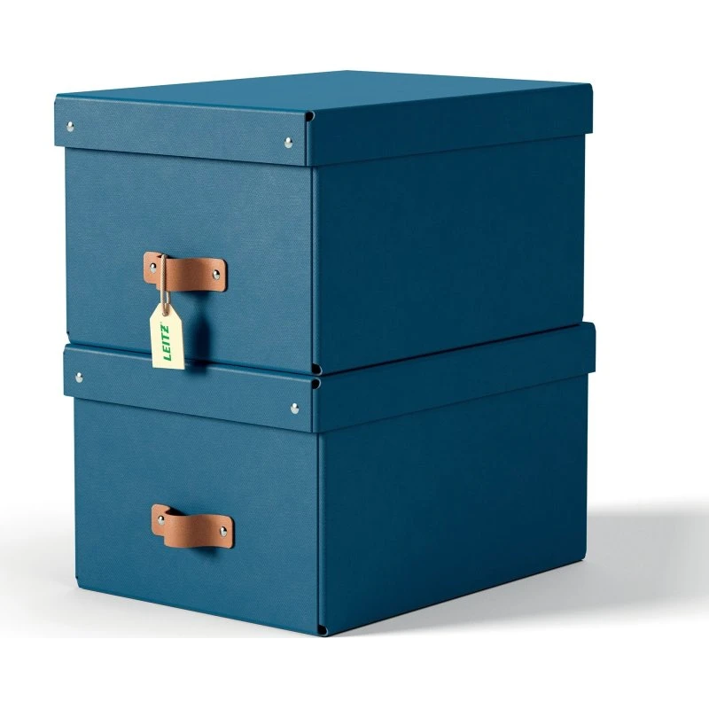 Leitz Puro arkivboks m/låg 270x200x370 mm mørkeblå, 2 stk