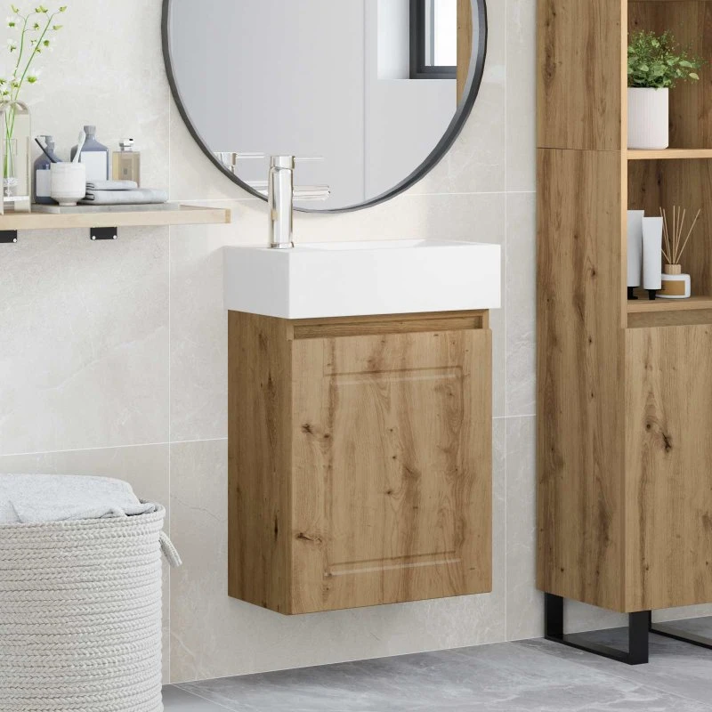 vidaXL Badeværelses Vanity-enhed Artisan-eg med armatur
