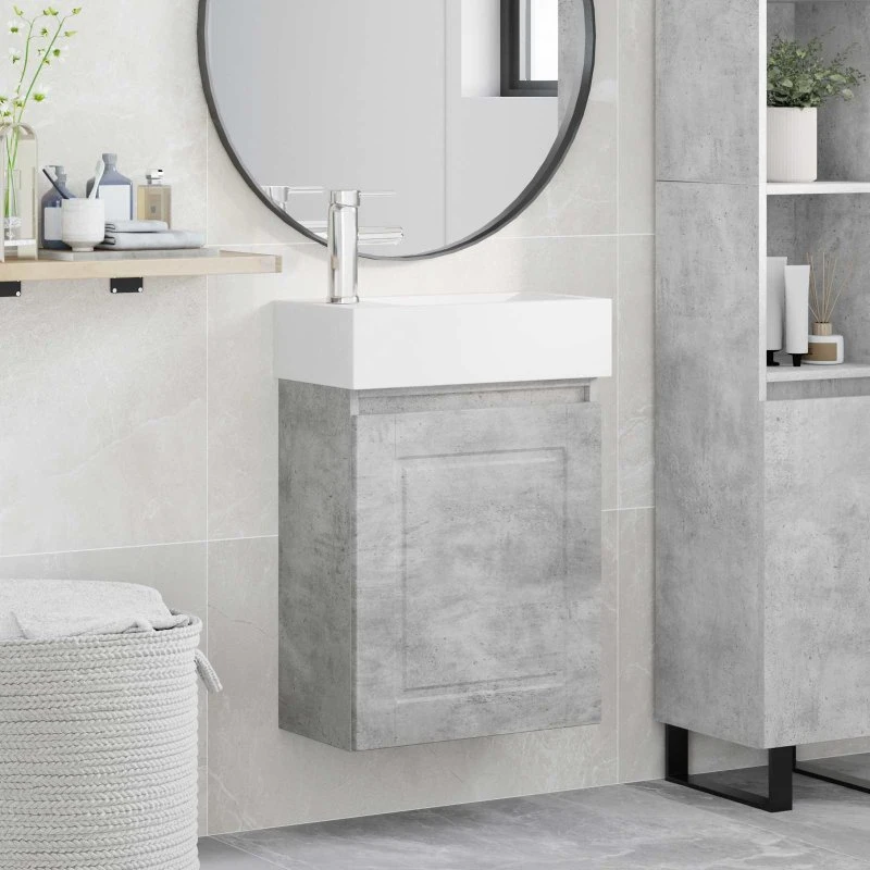 vidaXL Badeværelses Vanity-enhed med Armatur, Betongrå