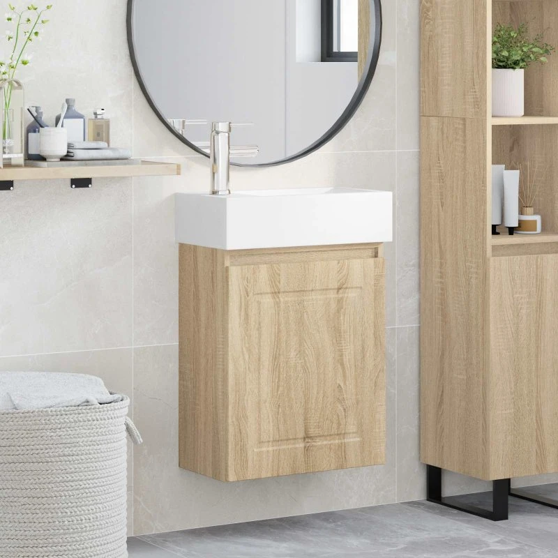 vidaXL Badeværelses Vanity-enhed med Armatur, Sonoma-eg