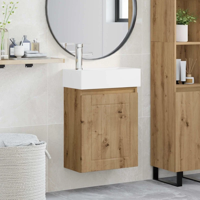 vidaXL Badeværelses Vanity-enhed med Armatur i Artisan-eg