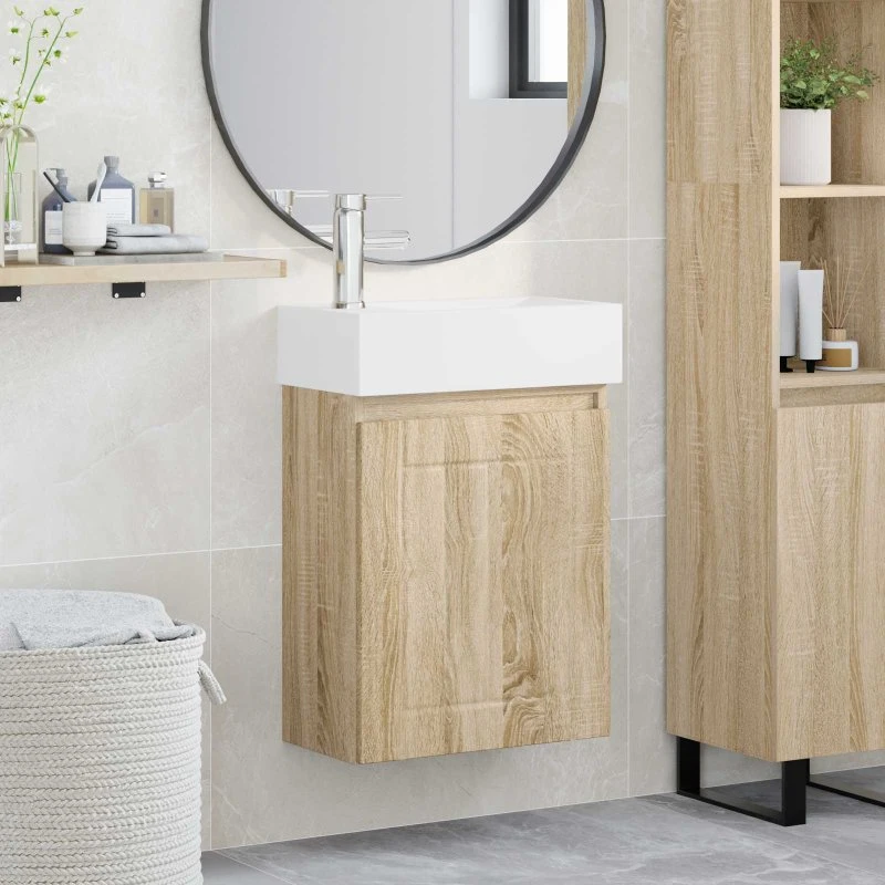 vidaXL Badeværelses Vanity-enhed Sonoma-eg med armatur