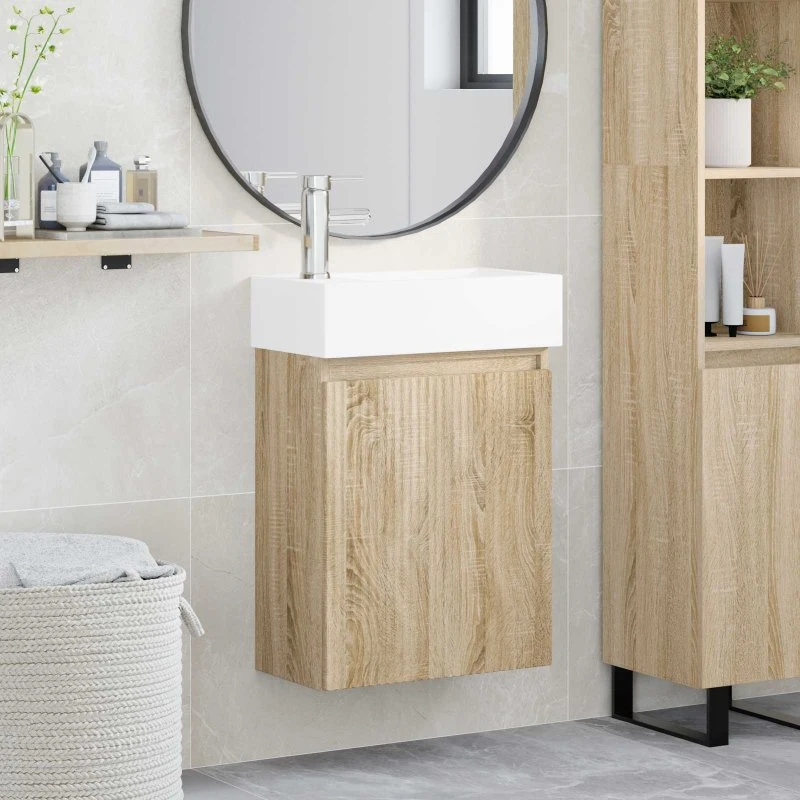 vidaXL Badeværelses Vanity-enhed med Armatur i Sonoma-eg