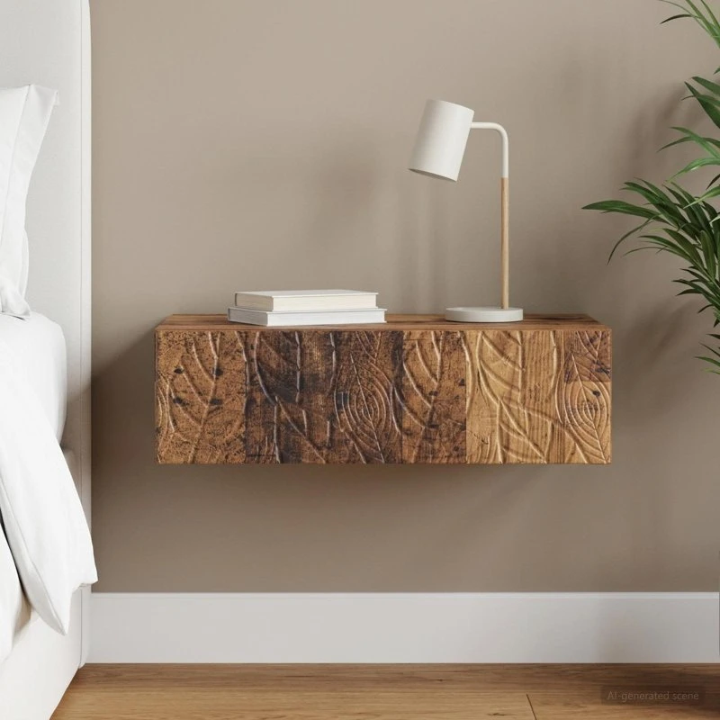vidaXL Væghængt Sideskab 87,5 x 34,5 x 17 cm - Gammelt træ