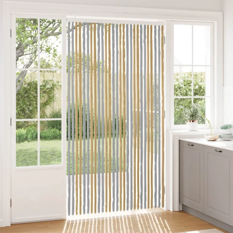 vidaXL Insektgardin i Chenille Grå/Beige 118 x 220 cm