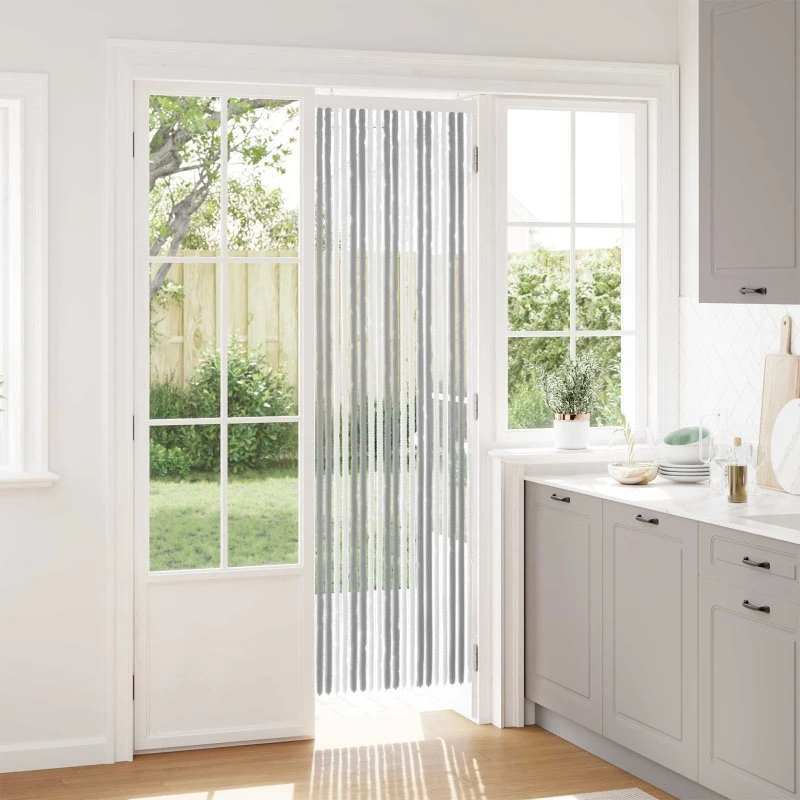 vidaXL Insektgardin i Chenille Grå/Hvid 56 x 200 cm