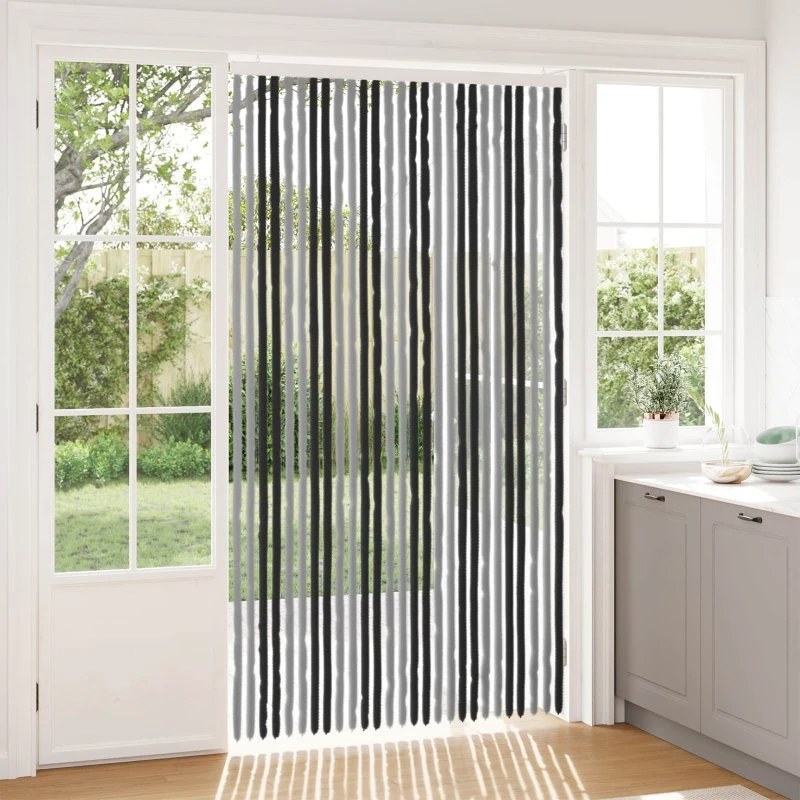 vidaXL Insektgardin i Chenille Grå/Sort 118 x 220 cm