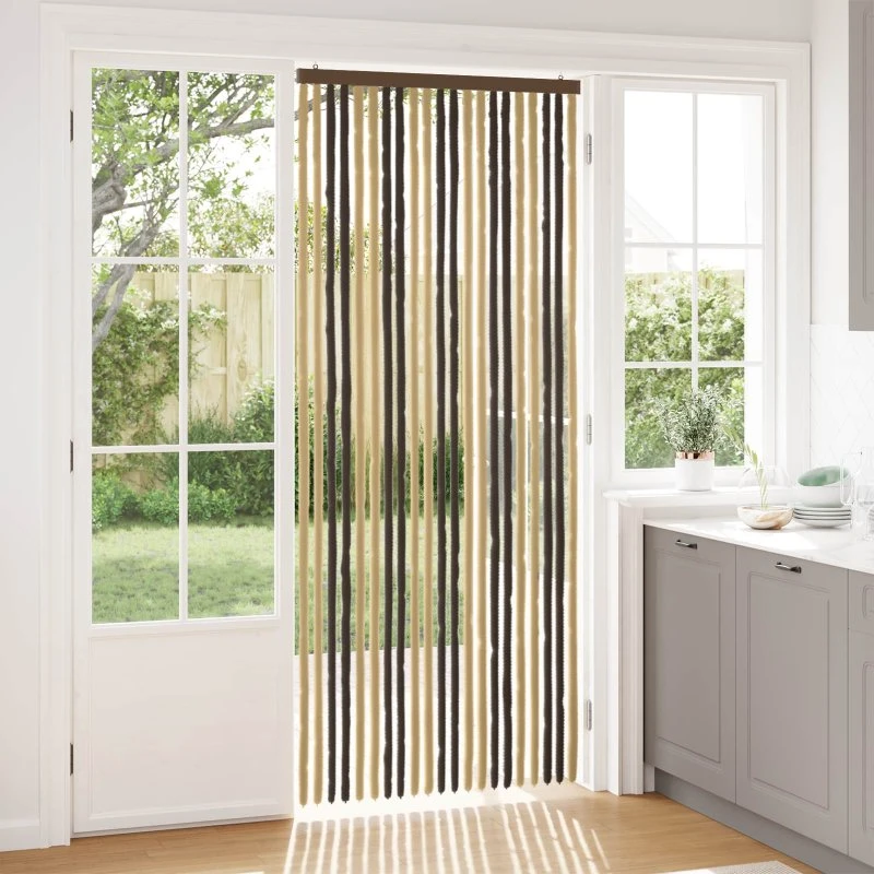 vidaXL Insektgardin i Chenille, Mørkebrun/Beige, 90 x 220 cm