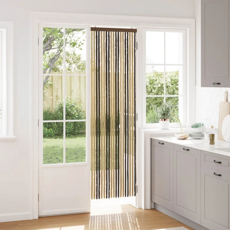 vidaXL Insektgardin i Chenille, Mørkebrun/Beige, 56 x 200 cm
