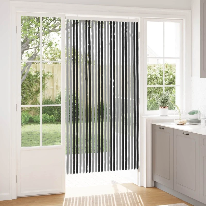 vidaXL Insektgardin i Chenille Grå/Sort 100 x 200 cm