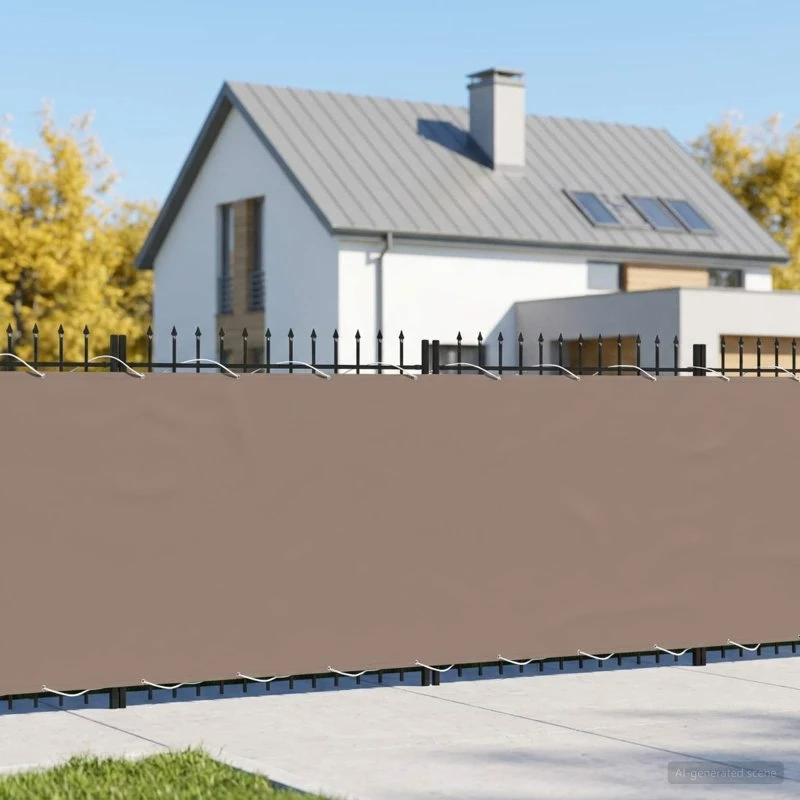 vidaXL Balkonafskærmning 200 x 600 cm Gråbrun med PU-belægning