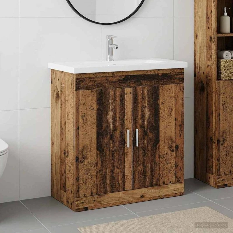 vidaXL Badeværelsesmøbel sæt Gammelt træ 81 x 40 x 84,5 cm