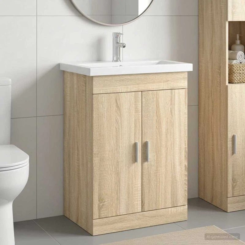 vidaXL Badeværelsesmøbel sæt Sonoma-eg 61 x 40 x 84,5 cm