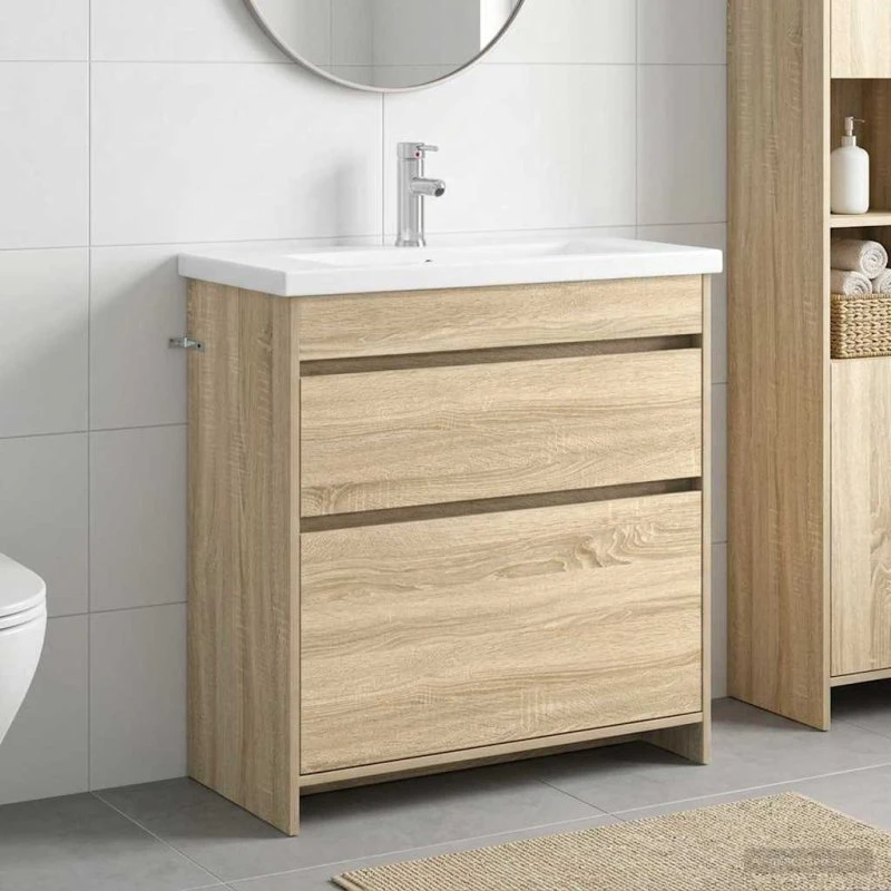 vidaXL Badeværelsesmøbel sæt Sonoma-eg 81 x 40 x 84,5 cm