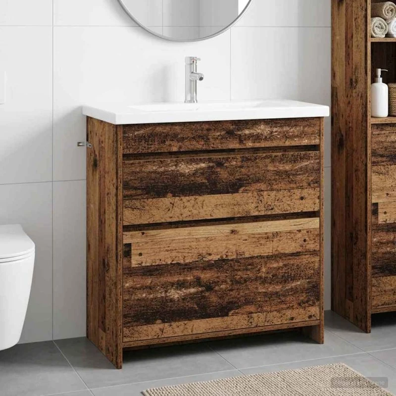 vidaXL Badeværelsesmøbel sæt Gammelt træ 81 x 40 x 84,5 cm