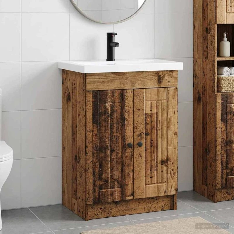 vidaXL Badeværelsesmøbel sæt Gammelt træ 78,5 x 37,5 x 81 cm