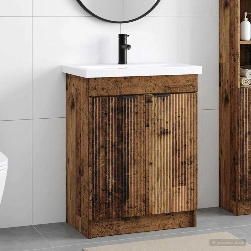 vidaXL Badeværelsesmøbel sæt Gammelt træ 78,5 x 37,5 x 81 cm