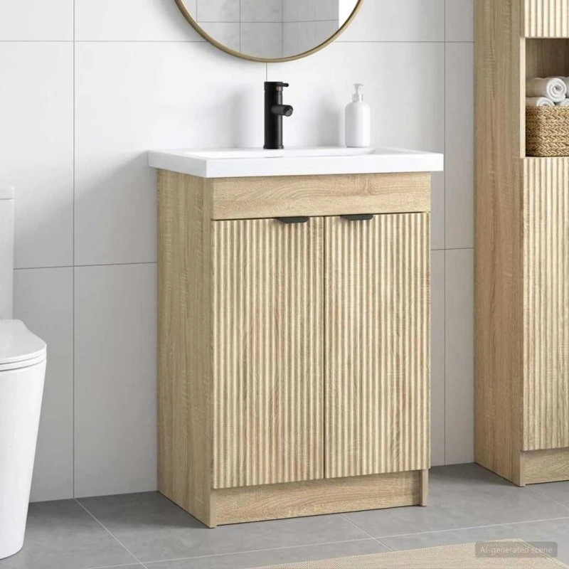 vidaXL Badeværelsesmøbel sæt Sonoma-eg 56 x 37,5 x 81 cm