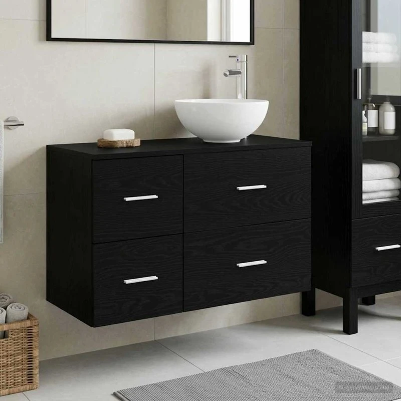 vidaXL Badeværelsesmøbel sæt 2 stk. Sort eg 49,5 x 41 x 80 cm