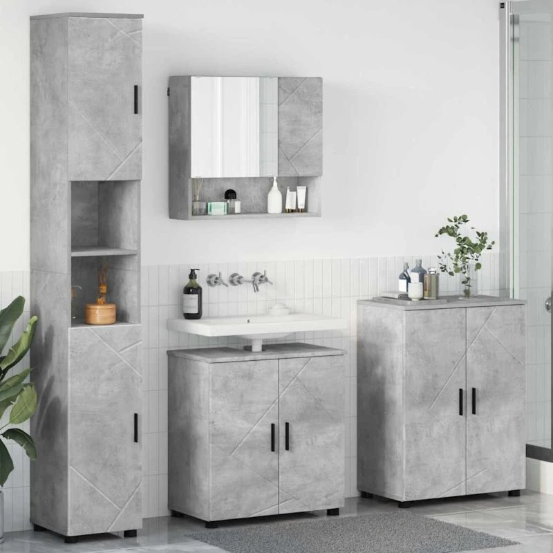 vidaXL Badeværelsesmøbel sæt 4 stk. Beton Grå 61 x 35 x 64 cm