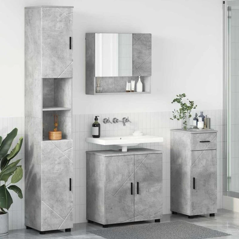 vidaXL Badeværelsesmøbel sæt 4 stk. Beton Grå 61 x 35 x 64 cm