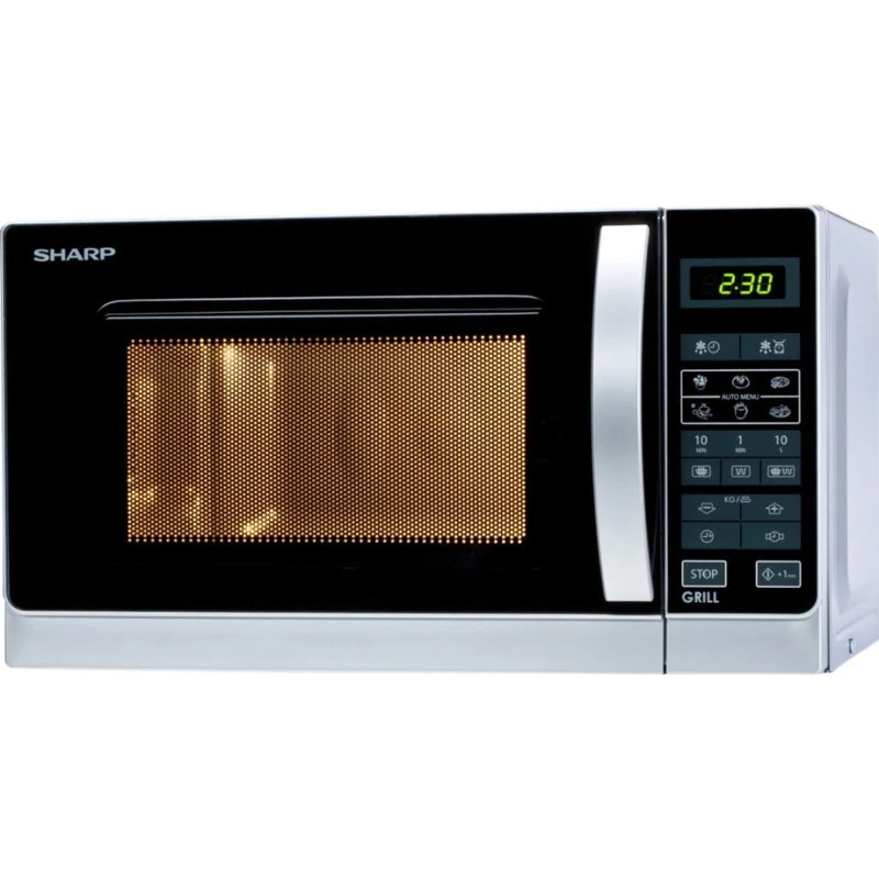 Sharp R-642(IN)W Mikrobølgeovn med grill, 20L, 800W, Sølv