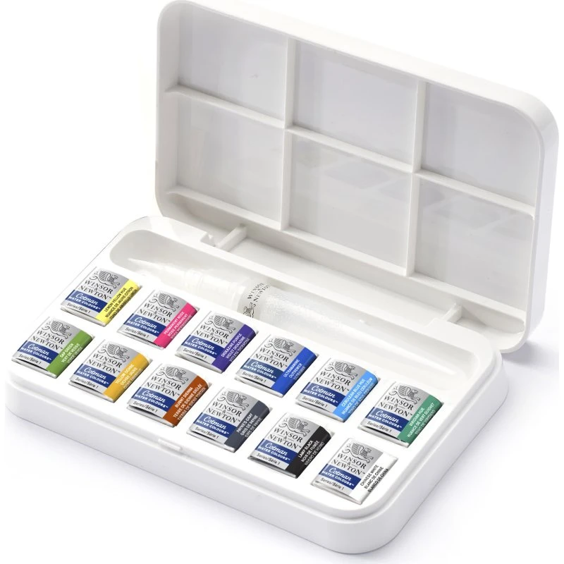 Winsor & Newton Cotman Akvarelsæt med pensel - 12 farver