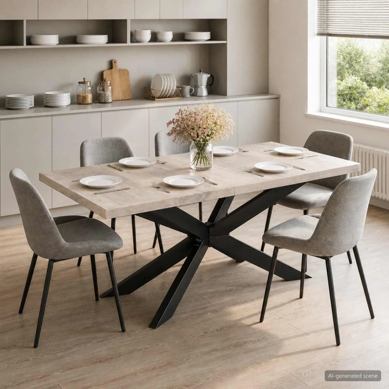 vidaXL Spisebord 180x90 cm i afbleget massivt mangotræ