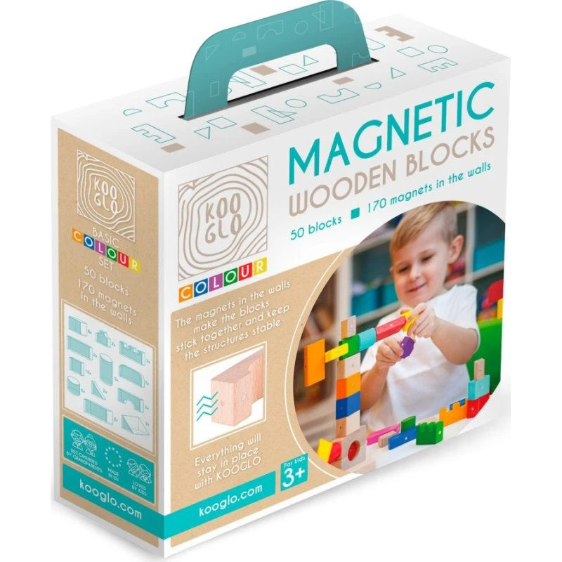 Kooglo Magnetiske byggeklodser 50 stk – farvede