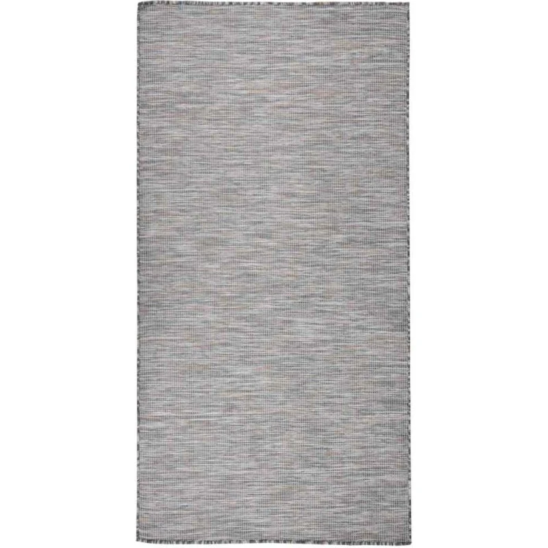vidaXL fladvævet udendørstæppe 100x200 cm - brun og blå