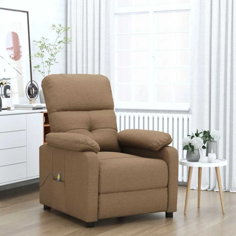 vidaXL Massagestol i stof, brun