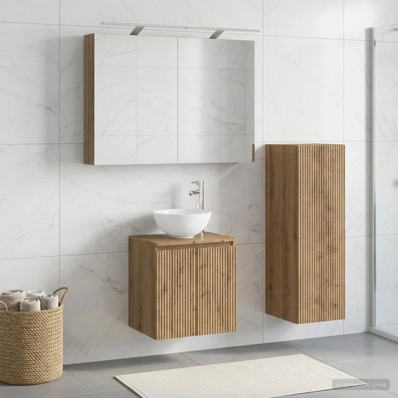 vidaXL Badeværelsesmøbel sæt 4 stk. Artisan-eg med LED
