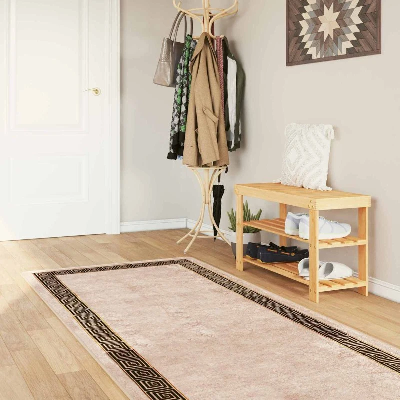 vidaXL Tæppe Runner MARSA Beige/Sort 100 x 300 cm