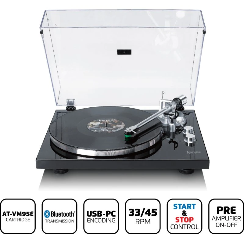 Lenco LBT-215BK Pladespiller med Bluetooth og Piano Black-finish